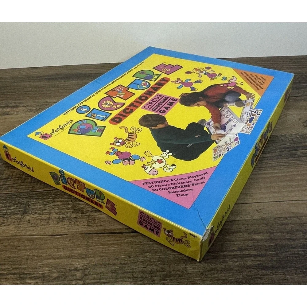 Colorforms Picture Dictionary Circus Guessing Game Playset 1988 Clowns Stickers